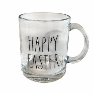 Rae Dunn Clear Glass Happy Easter Spring 5” Coffee Tea Mug